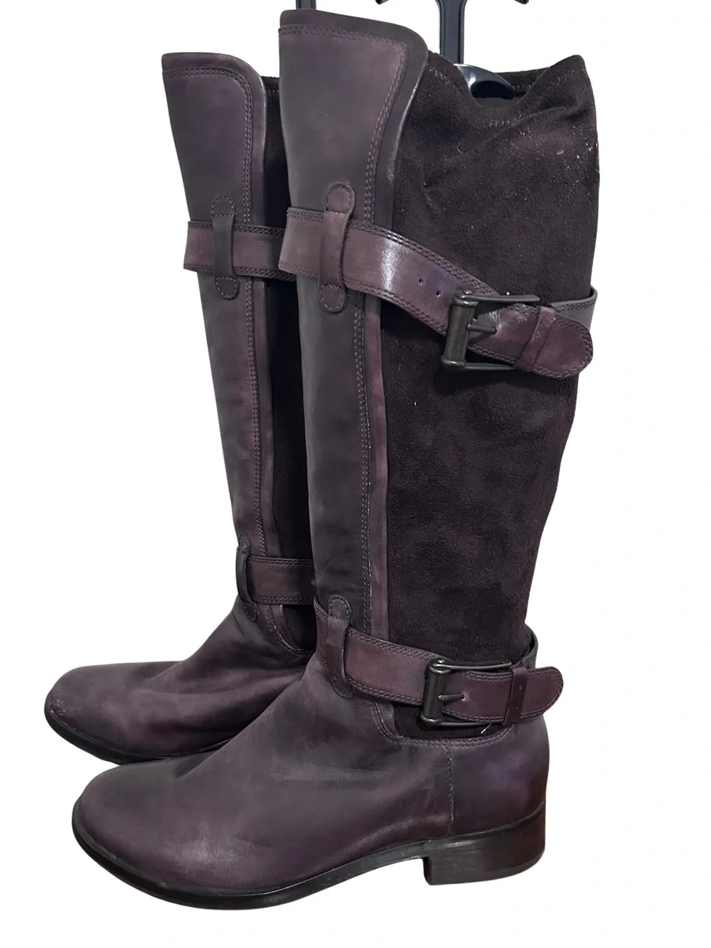 Cole Haan Whitley Brown Leather Suede Riding Buckle Boots Size 8 Nike Air